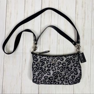 Coach Silver and Black Metallic Leopard Ocelot Handbag